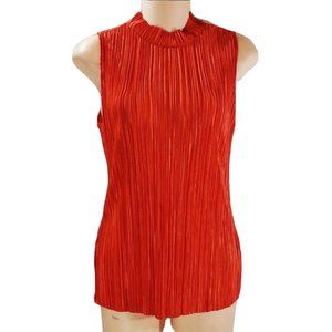 HM Corrugated Top Small S Red Sleeveless Blouse Mock Neck Shirt New